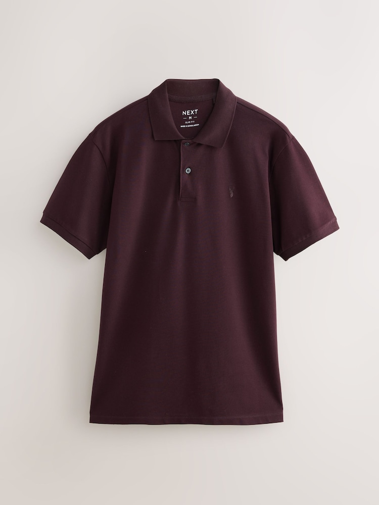 Purple Fig Slim Fit Short Sleeve Pique Polo Shirt - Image 5 of 7