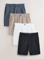 Black/Vintage Blue/ White/ Mushroom Slim Fit Stretch Chino Shorts 4 Pack - Image 1 of 13