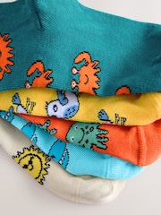Red/Navy/Yellow Sea Animal Print Rich Socks 5 Pack - Image 2 of 3