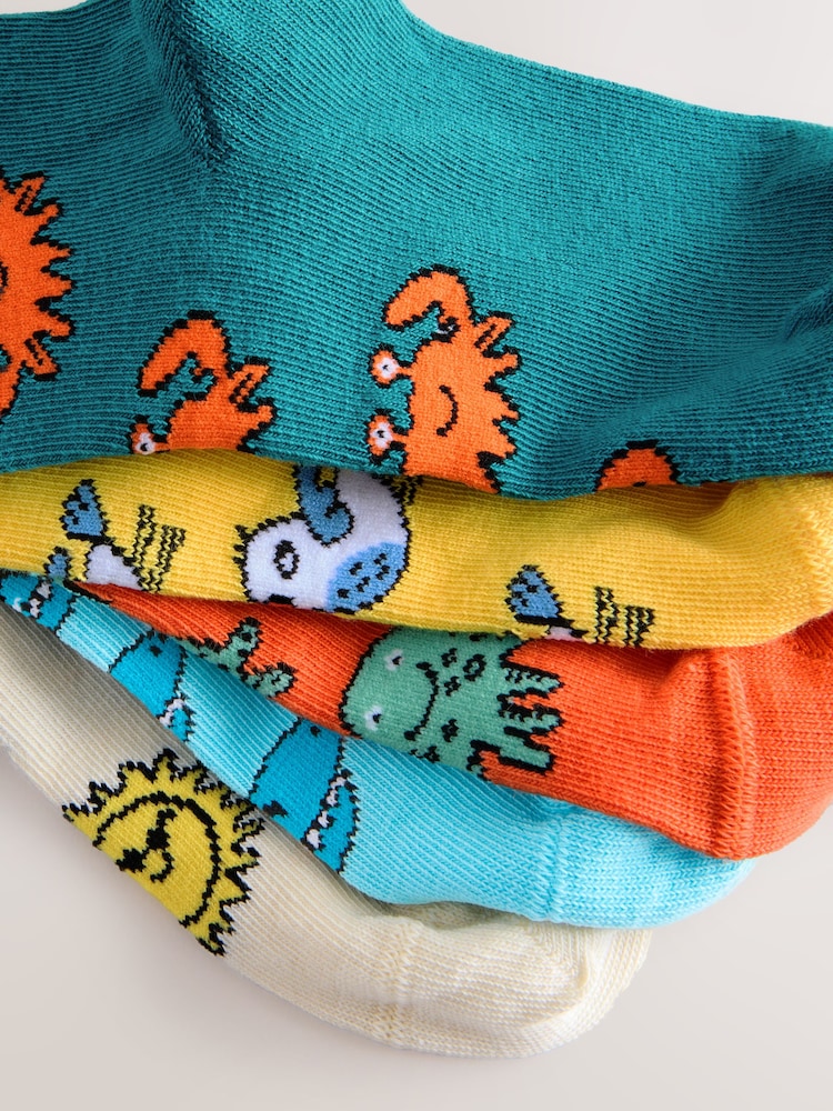 Red/Navy/Yellow Sea Animal Print Rich Socks 5 Pack - Image 2 of 3