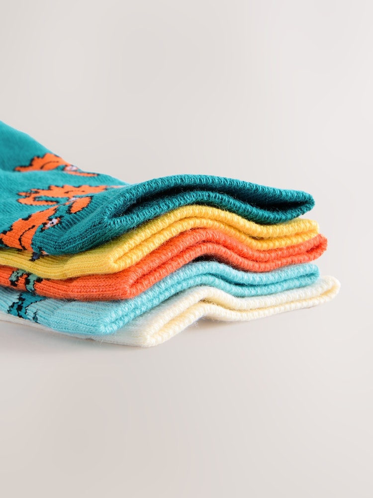 Red/Navy/Yellow Sea Animal Print Rich Socks 5 Pack - Image 3 of 3