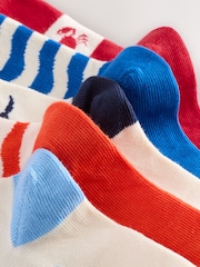 Navy/Red/Ecru Nautical Print Rich Socks 5 Pack - Image 2 of 3