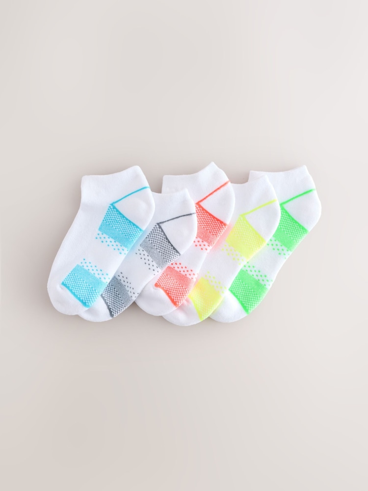 Bright Yellow/Green/Blue Cushioned Footbed Sports Trainers Socks 5 Pack - Image 1 of 3