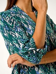 Roman Blue Sky Abstract Print Front Pleat Stretch Top - Image 6 of 6