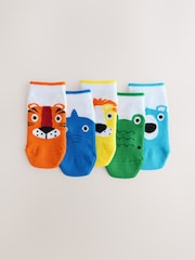 White Bright Animals Cotton Rich Trainer Socks 5 Pack - Image 1 of 3
