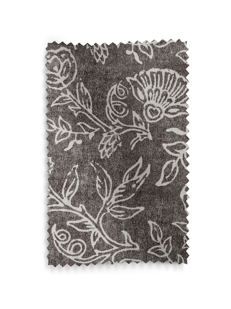 Black/White Cotton Woodblock Blackout/Thermal Eyelet Curtains - Image 8 of 8