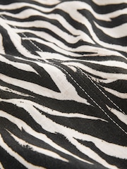 Monochrome Zebra Print Linen Scoop Back Mini Shift Dress - Image 7 of 8
