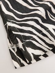 Monochrome Zebra Print Linen Scoop Back Mini Shift Dress - Image 8 of 8