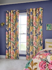 Cortinas blackout com ilhós e estampa floral ousada em mistura de linho - Imagem 1 de 5