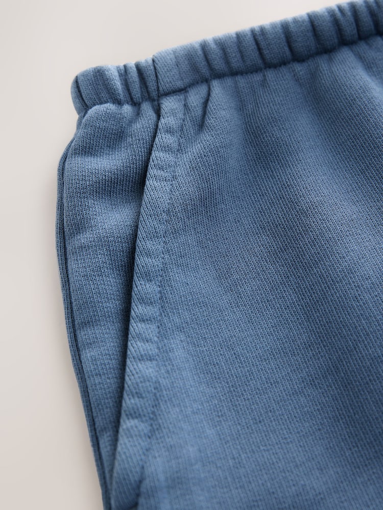 Indigo Blue Raw Hem Detail Washed 100% Cotton Jersey Shorts - Image 8 of 9