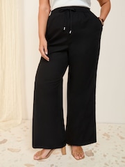Friends Like These Black Curve Wide Leg Linen Blend Trousers - Image 2 of 4