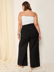 Friends Like These Black Curve Wide Leg Linen Blend Trousers - Image 4 of 4
