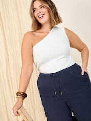 Friends Like These Navy Curve Wide Leg Linen Blend Trousers - Image 3 of 4
