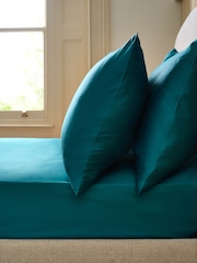 Teal Blue Collection Luxe 400 Thread Count 100% Egyptian Deep Fitted Cotton Sateen Sheet - Image 1 of 2