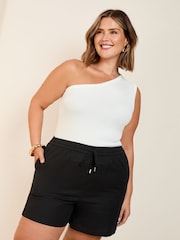 Friends Like These Black Curve Linen Blend Shorts - Image 1 of 4