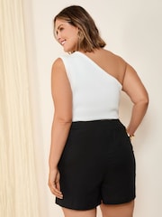 Friends Like These Black Curve Linen Blend Shorts - Image 4 of 4