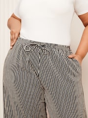 Friends Like These Black Stripe Curve Crinkle Jersey Wide Leg Trousers - Image 3 of 4