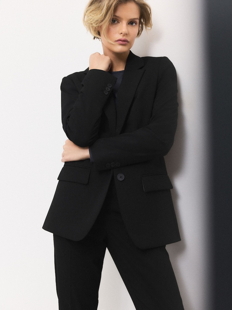 Black Tailored Single Breasted Blazer with Wool - Image 2 of 8 Black Tailored Single Breasted Blazer with Wool - Image 2 of 8