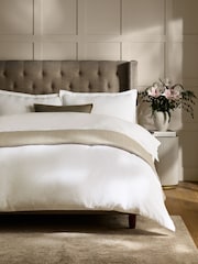White Collection Luxe Brushed Cotton Twill Duvet Cover and Pillowcase Set - Image 1 of 4