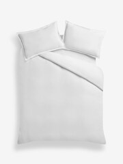 White Collection Luxe Brushed Cotton Twill Duvet Cover and Pillowcase Set - Image 2 of 4