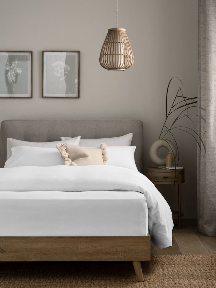 White Collection Luxe Brushed Cotton Extra Deep Fitted Sheet - Image 1 of 6