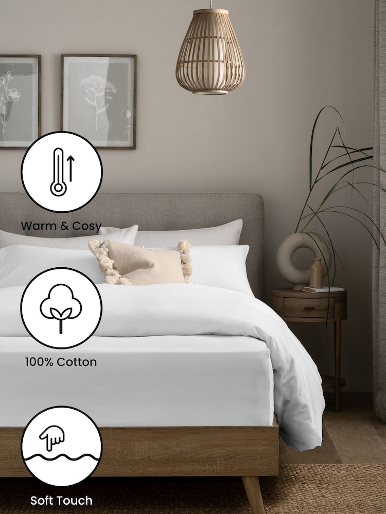 White Collection Luxe Brushed Cotton Extra Deep Fitted Sheet - Image 2 of 6