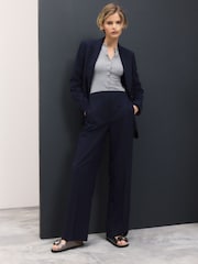 Azul marino - Tailored Wide Leg Trousers with Wool - Imagen 1 de 1