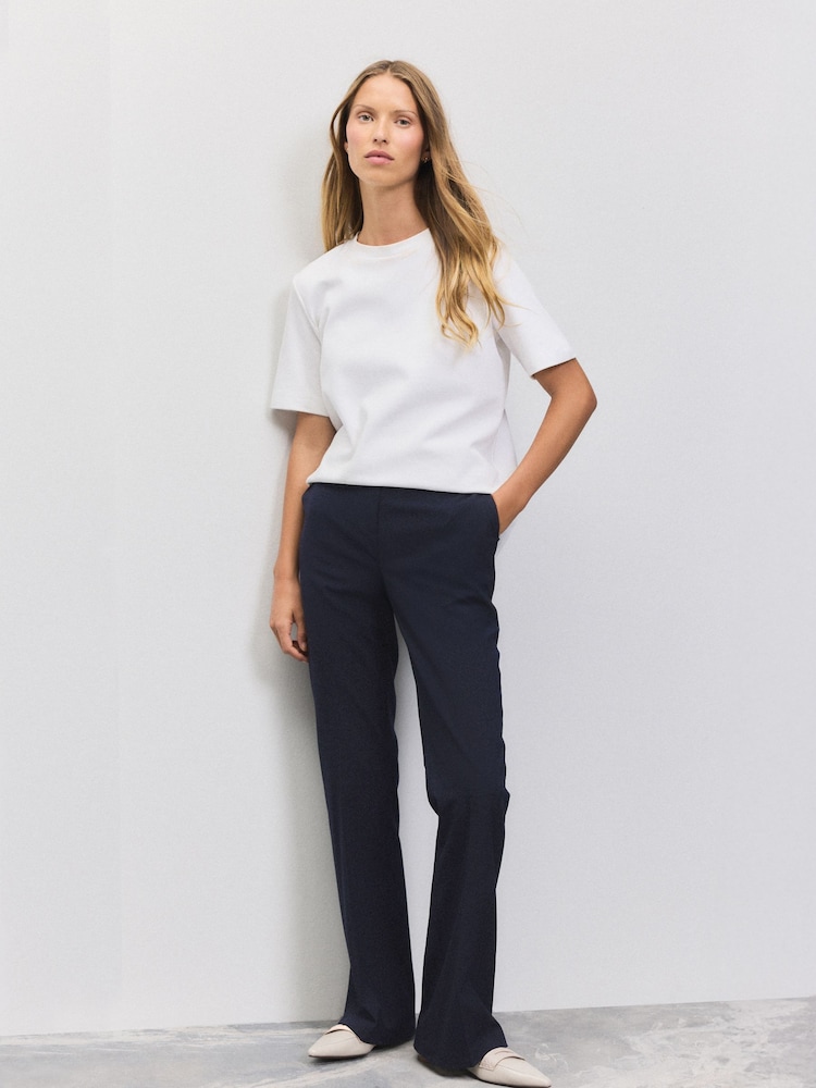 Navy Tailored Bootcut Trousers - Image 2 of 7 Navy Tailored Bootcut Trousers - Image 2 of 7
