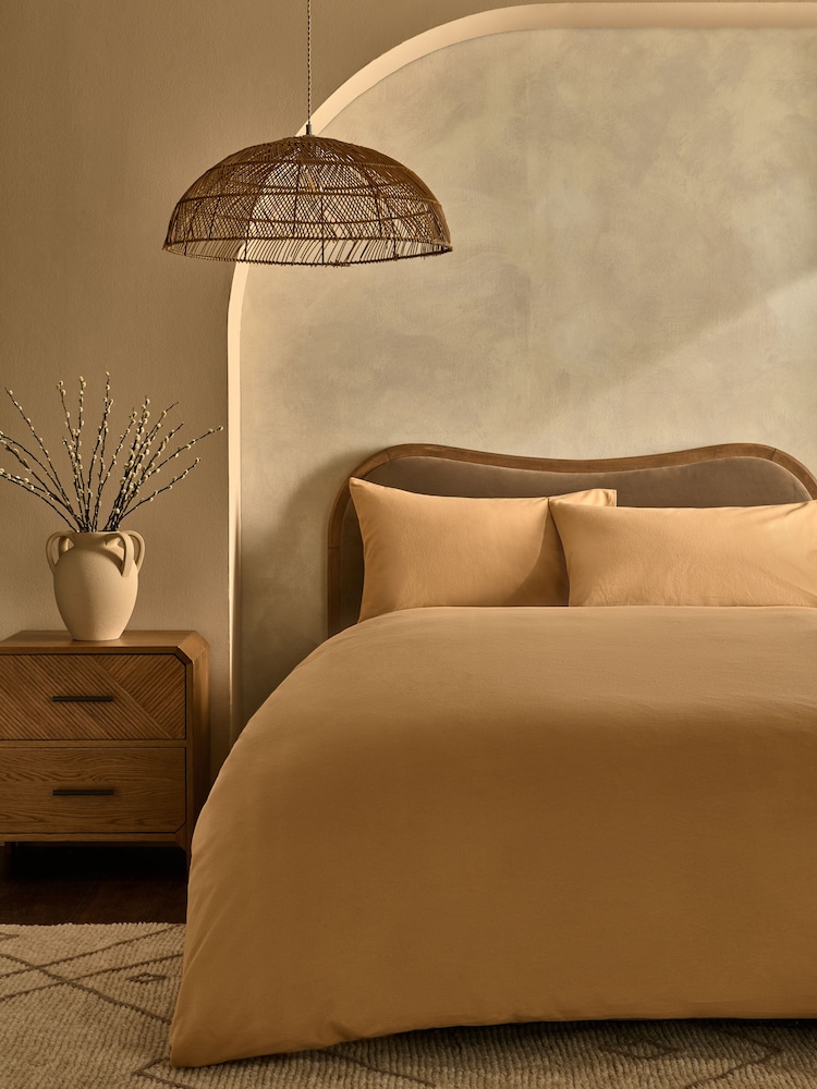 Caramel Brown Brushed Supersoft Cotton Duvet Cover And Pillowcase Set - Image 1 of 5 Caramel Brown Brushed Supersoft Cotton Duvet Cover And Pillowcase Set - Image 1 of 5