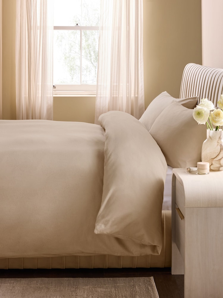Natural Brushed Supersoft Cotton Duvet Cover And Pillowcase Set - Image 2 of 5 Natural Brushed Supersoft Cotton Duvet Cover And Pillowcase Set - Image 2 of 5