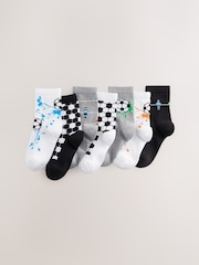 Black/Grey/White Football Cotton Rich Socks 7 Pack - Image 1 of 3