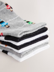Black/Grey/White Football Cotton Rich Socks 7 Pack - Image 2 of 3