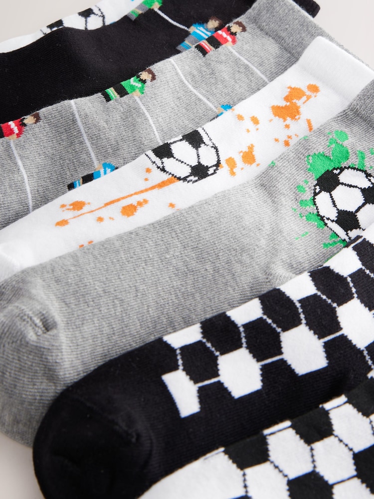 Black/Grey/White Football Cotton Rich Socks 7 Pack - Image 3 of 3