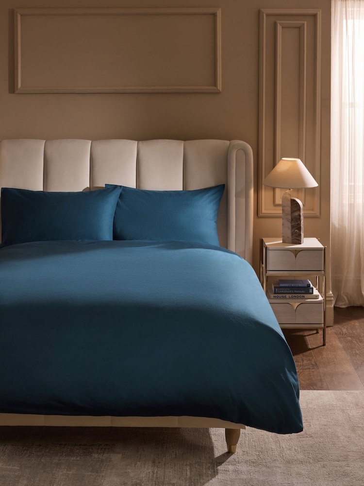 Teal Blue Brushed Supersoft Cotton Duvet Cover And Pillowcase Set - Image 1 of 5 Teal Blue Brushed Supersoft Cotton Duvet Cover And Pillowcase Set - Image 1 of 5