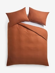 Rust Brown Brushed Supersoft Cotton Duvet Cover And Pillowcase Set - Image 5 of 5