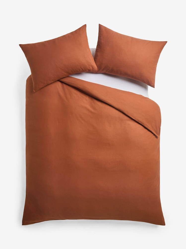 Rust Brown Brushed Supersoft Cotton Duvet Cover And Pillowcase Set - Image 5 of 5 Rust Brown Brushed Supersoft Cotton Duvet Cover And Pillowcase Set - Image 5 of 5