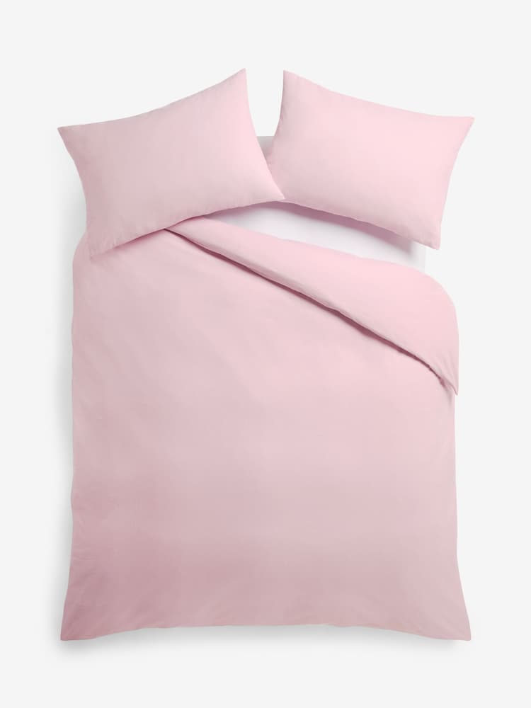 Light Pink Brushed Supersoft Cotton Duvet Cover And Pillowcase Set - Image 5 of 5 Light Pink Brushed Supersoft Cotton Duvet Cover And Pillowcase Set - Image 5 of 5