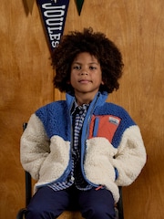 Creme und Blau - Joules Boys' Billy Zip Through Fleece - Bild 1 von 7