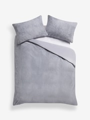 Pale Blue Plush Faux Fur Duvet Cover and Pillowcase Set - Image 5 of 5