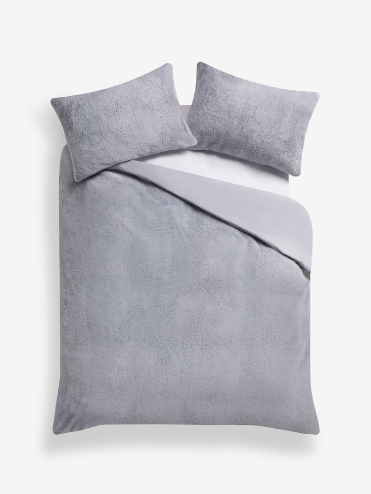 Pale Blue Plush Faux Fur Duvet Cover and Pillowcase Set - Image 5 of 5 Pale Blue Plush Faux Fur Duvet Cover and Pillowcase Set - Image 5 of 5