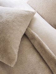 Natural Oyster Plush Faux Fur Duvet Cover and Pillowcase Set - Image 4 of 4