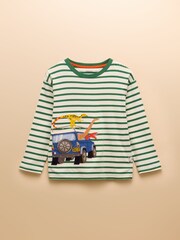 Joules Boys' Jack Green/White Applique Long Sleeve Top - Image 1 of 5