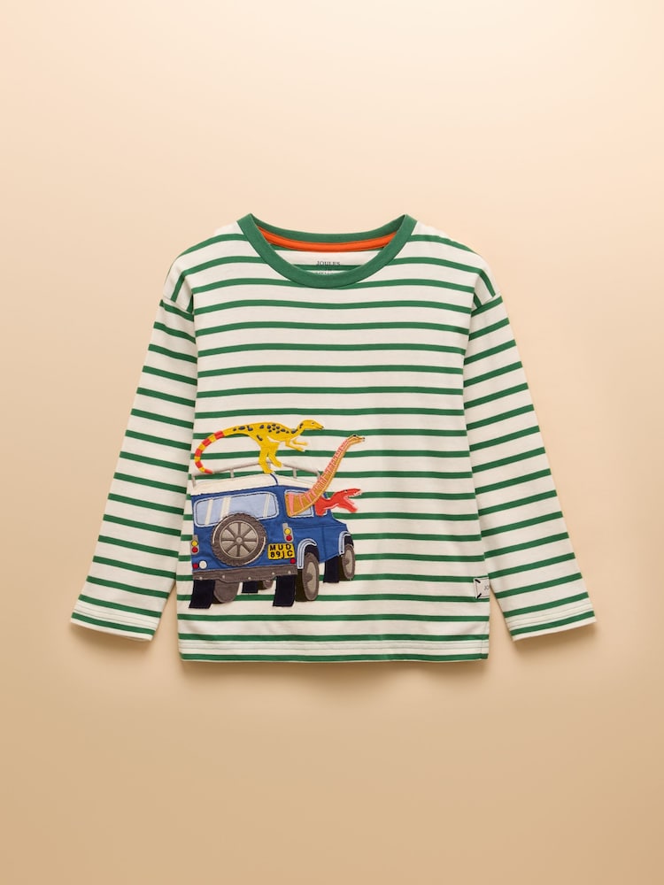 Joules Boys' Jack Green/White Applique Long Sleeve Top - Image 1 of 5