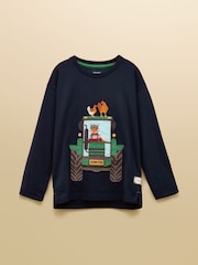 Joules Boys' Jack Navy Applique Long Sleeve Top - Image 1 of 4