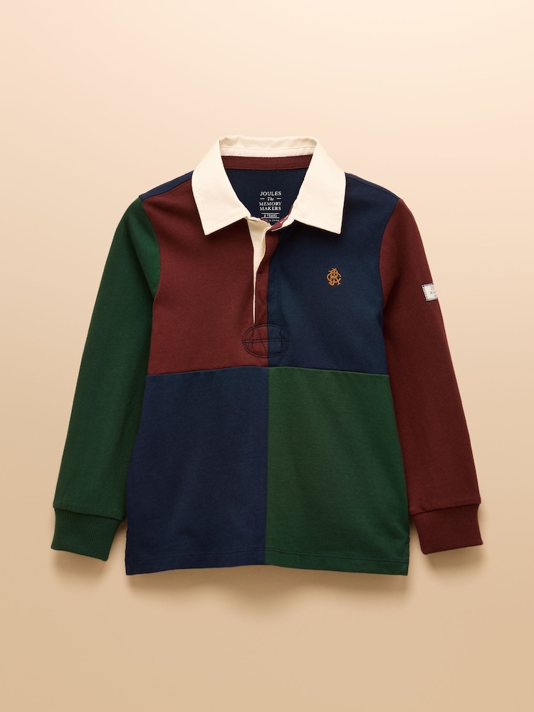 Joules Boys' Rugby Club Multi Colourblock Shirt - Image 1 of 4