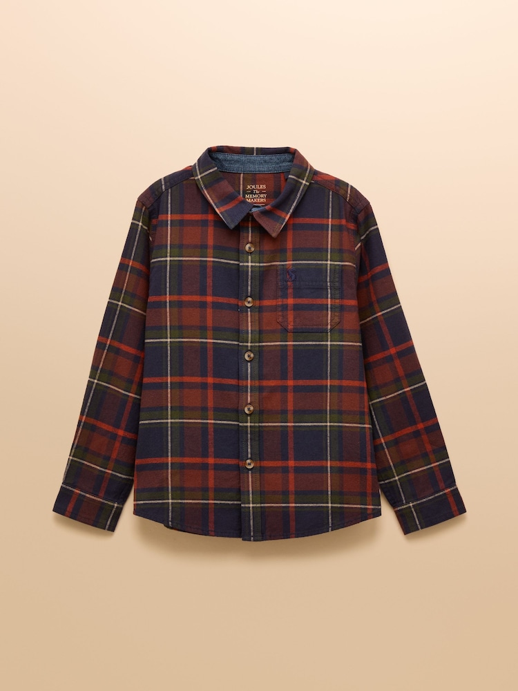 Joules Brushed Flannel Navy Check Checked Shirt - Image 1 of 4