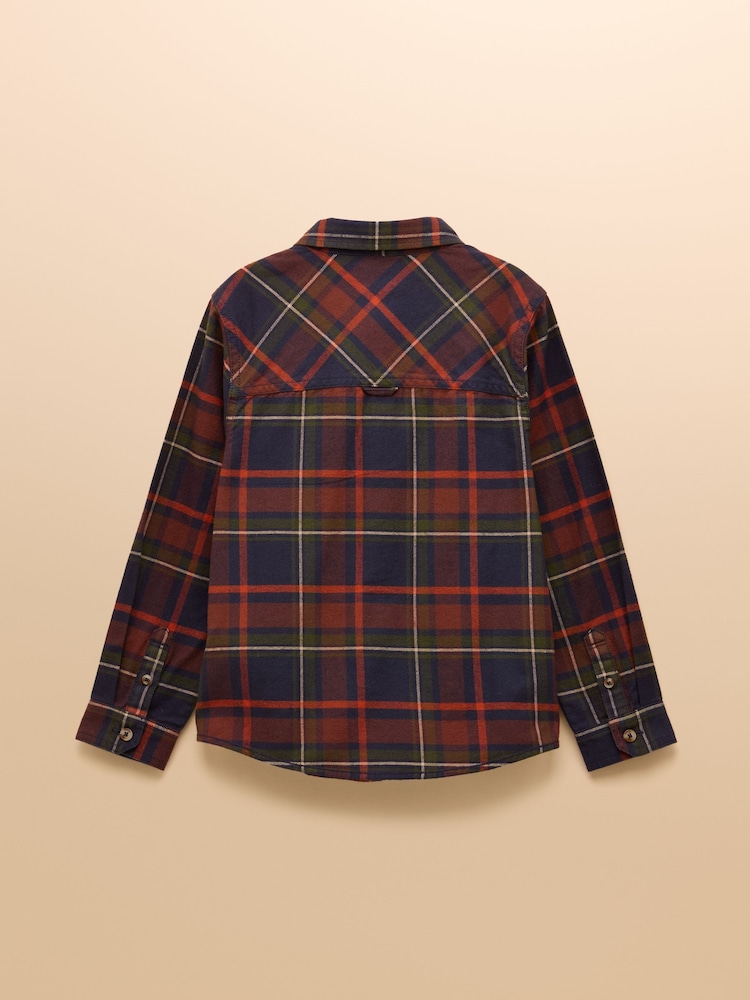Joules Brushed Flannel Navy Check Checked Shirt - Image 2 of 4