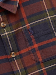 Joules Brushed Flannel Navy Check Checked Shirt - Image 3 of 4