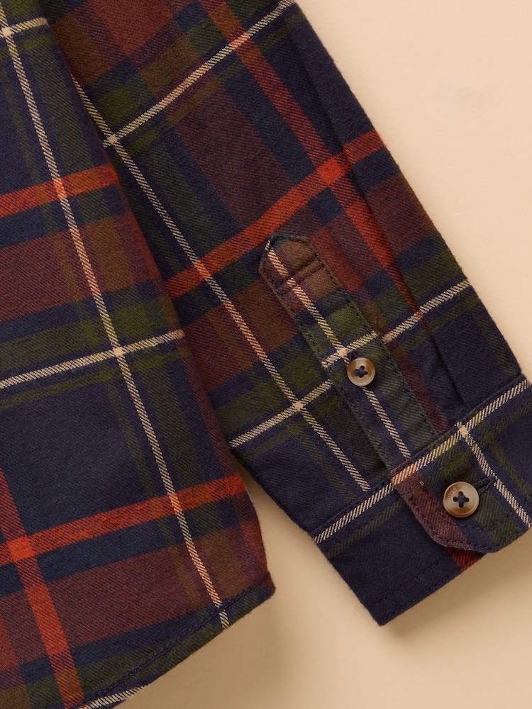 Joules Brushed Flannel Navy Check Checked Shirt - Image 4 of 4