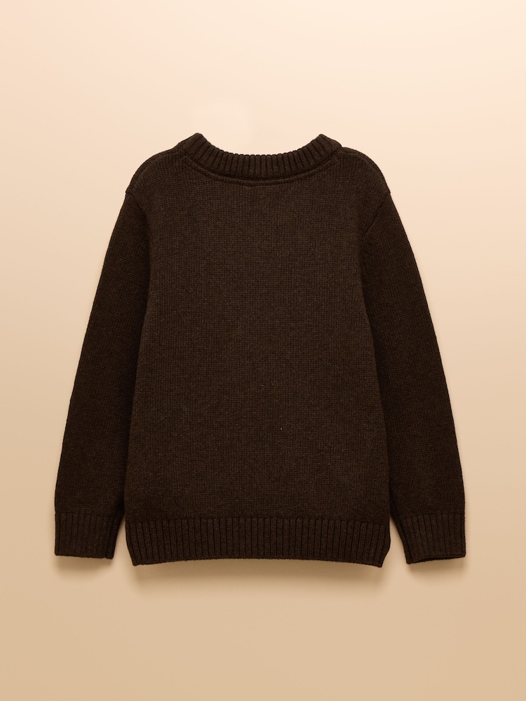 Joules Boys' Cracking Brown Intarsia Knit Jumper - Image 2 of 4